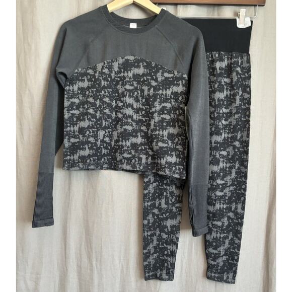 ZELLA NWT Women’s two piece Set Long Sleeve Top And leggings Black and grey - Picture 3 of 16